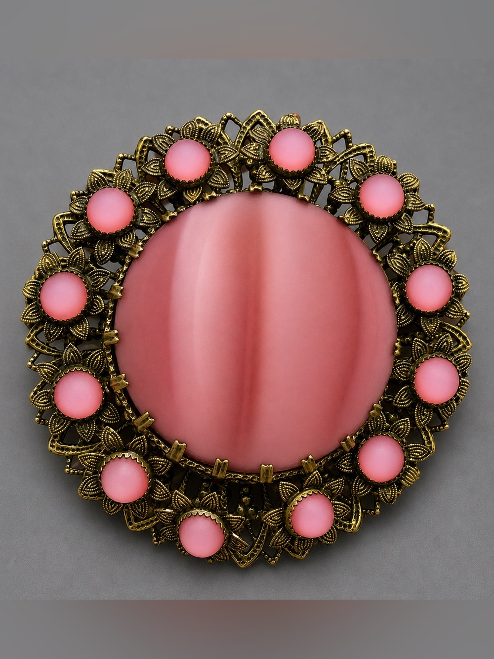 Pink Vintage Czech Filigree Brooch #cz97